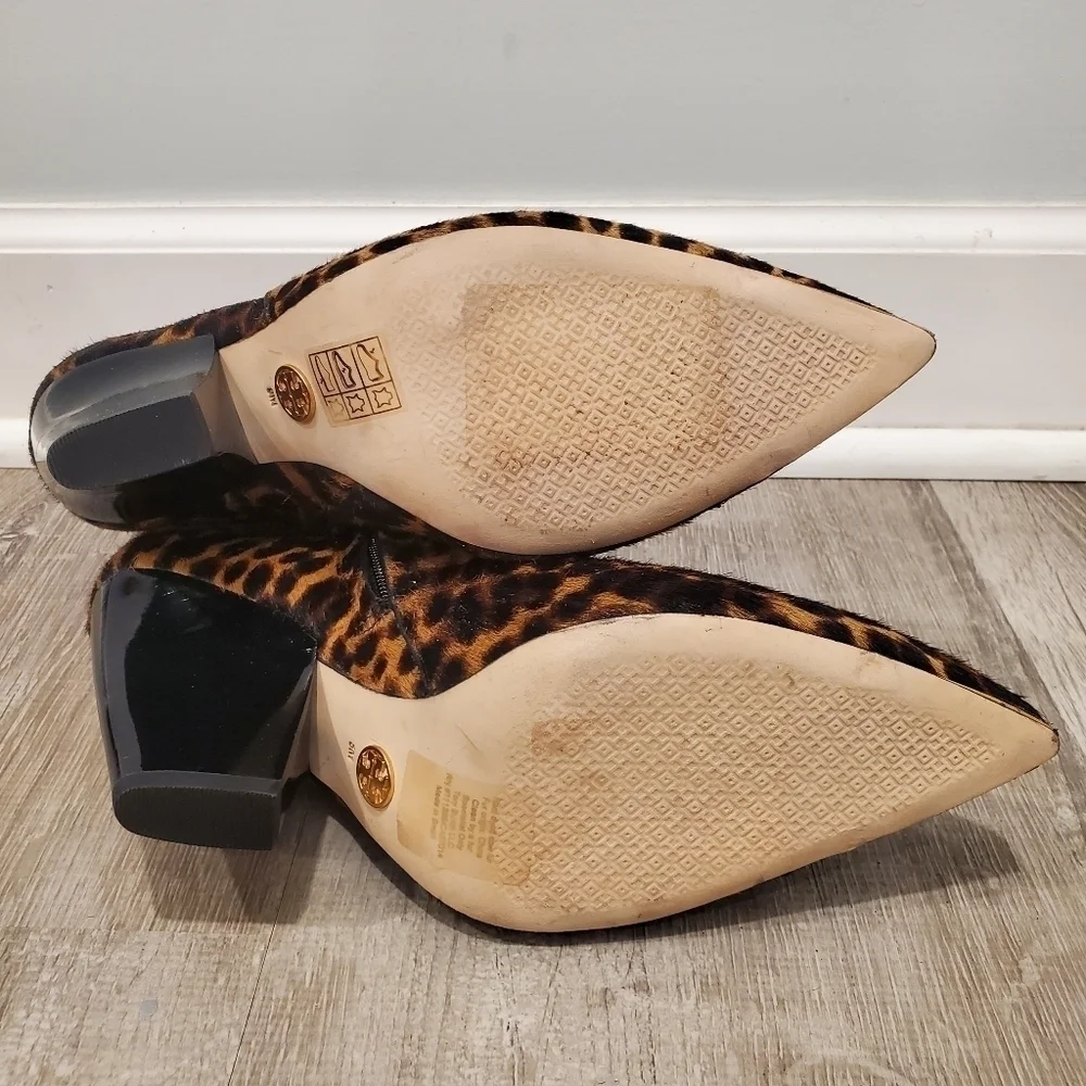 NEW Tory Burch Lila Leopard Pointed Toe Booties